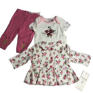 GUESS BABY GILRS 3 PIECES‎ SET OUTFIT SIZE 0-3 MOS NEW WITH TAG